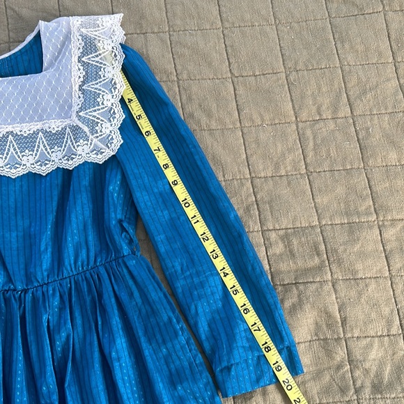 Bonnie Jean Vintage 80s Kid Dress with Lace Collar - Picture 9 of 10
